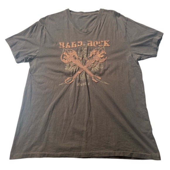 Hard Rock Cafe Seattle Guitar Rock Applique Distressed Retro T Shirt L - Picture 3 of 6